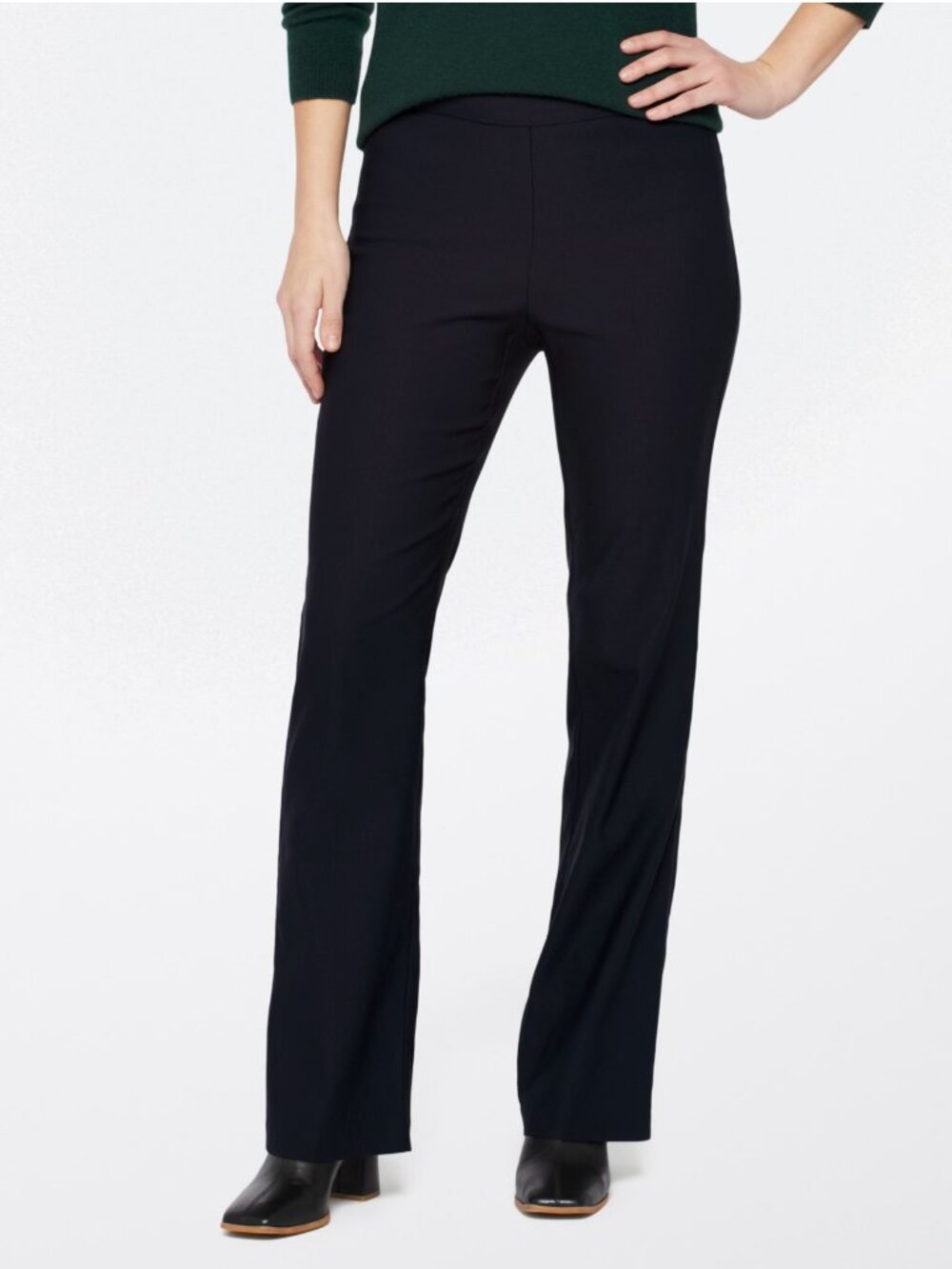 NWT TRIBAL Navy Blue Fia Micro Flare Pull-On Pants | Size 10
